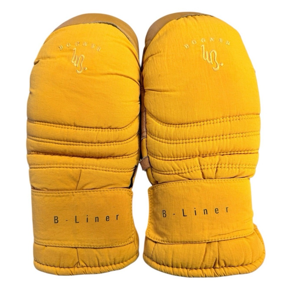 BOGNER Vintage B-Liner Mittens Size Medium Mustard Yellow Ski Snowboard Outdoors